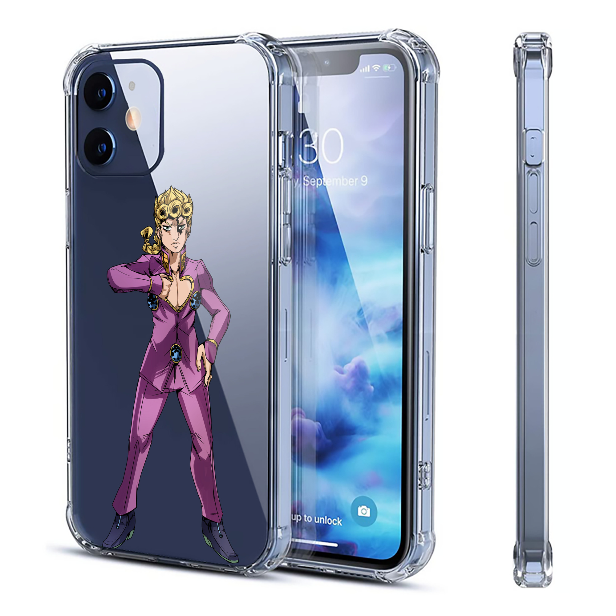 （画像用） ジョジョの奇妙な冒険 ジョルノ?ジョバァーナ JoJo's Bizarre Adventure Giorno Giovanna 【iPhone 12シリーズ対応】透明スマホケース（クリアソフトケース）
